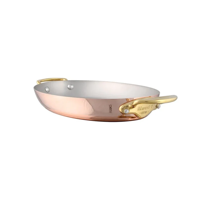 Copper Oval Gratin Pan con asas